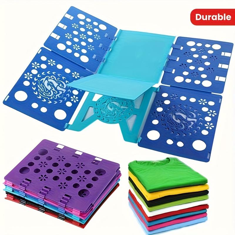Durable Plastic Shirt Folding Board with 6 Colorful Laundry Folders - Ergonomic Design for Quick Drying, Space-Saving Clothes Organizer for Adults
