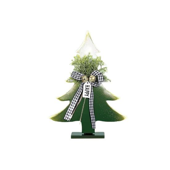 Wooden Christmas Tree Decor 5-10 Inch Farmhouse Table Centerpiece with Bell Ornaments Rustic Holiday Display for Mantel And Dining Table