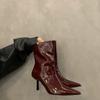 Women High Heel Ankle Boots Sexy Stilettos Shoes Pointed Toe Designer Autumn New 2024 Trend Elegant Leather Pumps