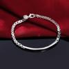 Fine Korean Fashion 925 Sterling Silver Classic Strip Lattice Bracelet for Woman Man Wedding Party Noble Gifts Fashion Jewelry