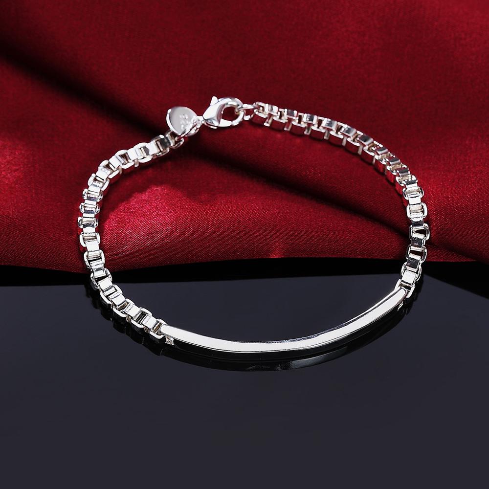 Fine Korean Fashion 925 Sterling Silver Classic Strip Lattice Bracelet for Woman Man Wedding Party Noble Gifts Fashion Jewelry