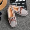 Women Winter Warm 100% Genuine Leather Flat Shoes Casual Loafers Slip On Women's Flats Plush Shoes Moccasins Lady 2024