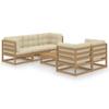 Day and Night - Day and Night Garden Furniture 6 Pieces with Cushions Made of Solid Pine Wood