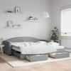 VidaXL Daybed with Trundle and Drawers Light Grey 100x200 Cm Fabric 3197247