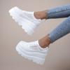 2024 NEW White Wedge Sneakers Shoes Platform Breathable Hollow Shoes Chunky Platform Heel Pumps Shoes Women Heels