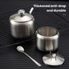 Seasoning Jar Stainless Steel Condiment Container Moisture-Proof Sauce Storage Jar with Spoon for Home Kitchen
