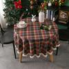 Christmas Round Tablecloth Plaid Tassel Tablecloth Home Party Wedding Thanksgiving Birthday Decoration