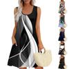 Womens Summer Dresses Loose U Neck Sleeveless Sundresses Dress With Pockets