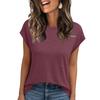 Women Work Casual Fashion Short-sleeved Round Neck Solid Color T-shirt Top