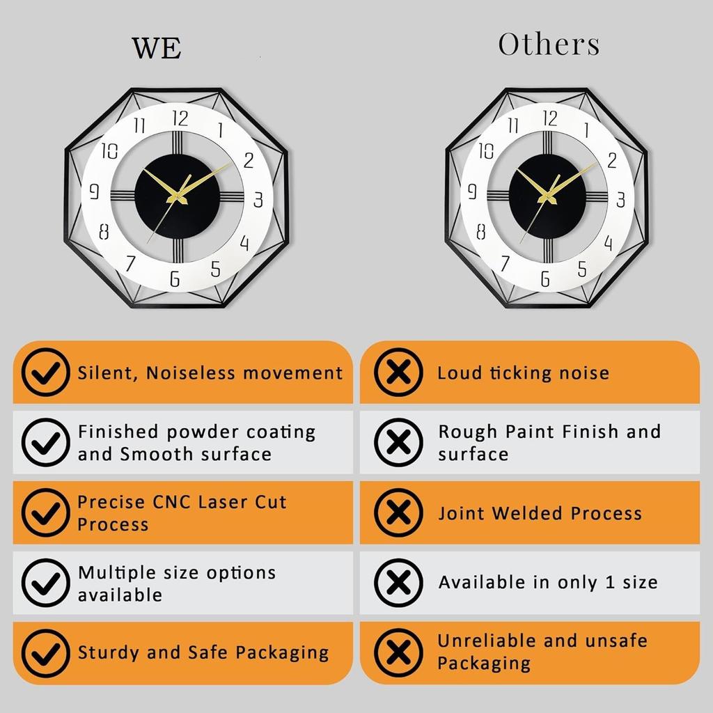 Designer Metal Wall Clock for Living Room | Latest Antique Stylish Fancy Decorative Big Size Wall Watch for Bedroom, Office, Kitchen, Dining