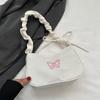 Cute Embroidered Bowknot Butterfly Shoulder Bag Women Pleated Handbag Half-moon Underarm Bag Fashion Oxford Nylon Bow Tote Bag