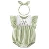 Baby Nest Baby Sleeveless Summer Newborn with Size Months Girls' Romper/Coverall, Outfit, Clothes, Headband, Green, 90, 18-24