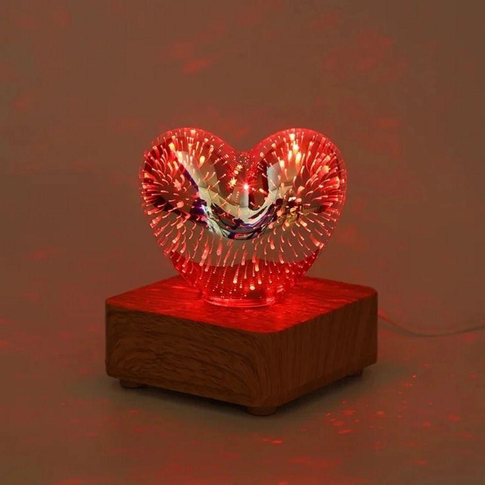 Colorful 3D Fireworks Night Light Romantic Atmosphere Heart Shaped Atmosphere Lights Living Room