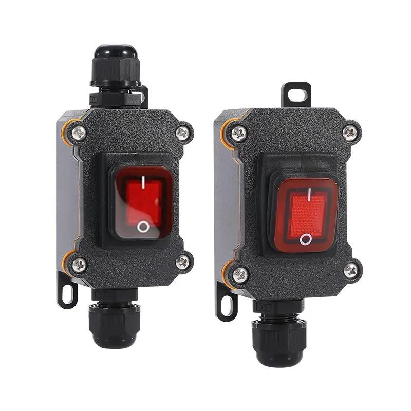 Inline Power Cord 110V-220V 12V-24V Marine Rocker Switch On Off Waterproof IP67 Junction Box 20A High Current Connetor Outdoor