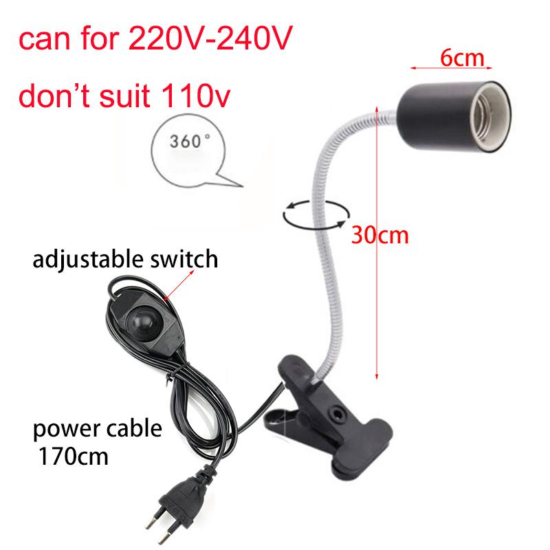 Tortoises Basking Lighting E27 EU Plug 220V Mini Pet Reptile Heat Lamp Kit Clip-on Ceramic Lights Holder Heating Set