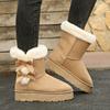 Winter Snow Boot Women Plus Velvet Thick Sole Non-slip Fashion Bow Knot Women Boots Classic Retro Solid Color Shoes Women