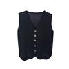 French Temperament V-Neck Single Breasted Sleeveless Casual Knitted Vest For Women