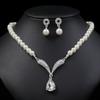 Imitation Pearl Wedding Necklace Earring Set for Women Bridal Rhinestone Jewelry Gift