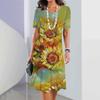 2024 New Spring Women's Dresses Floral Printed Elegant Casual Short Sleeve Dresses Fashion Oversized Women's Dresses