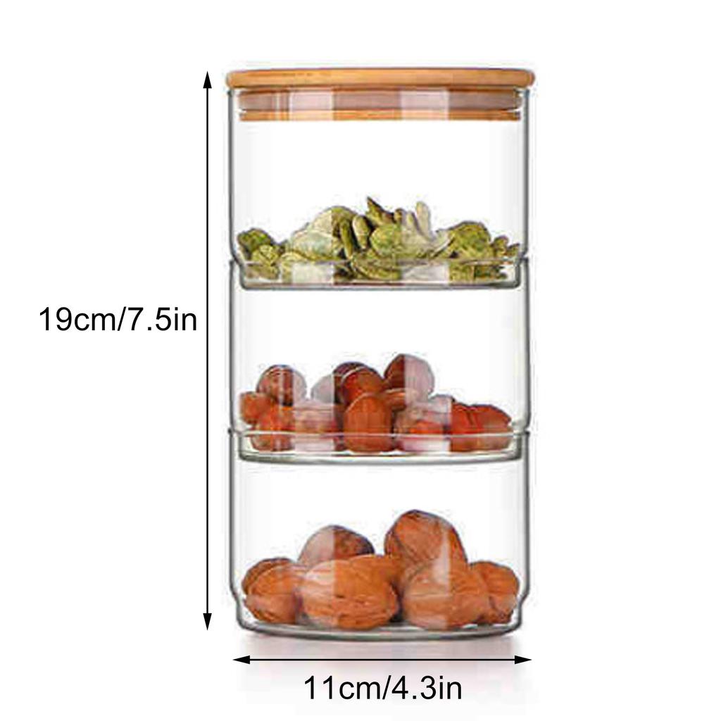 Tiered Glass Storage Jars Snack and Dried Fruit Organizer Glass Salad Bowl with Lid