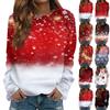Women's Casual Fashion Christmas Print Long Sleeve Round Neck Pullover Top Blouse Sweatshirt