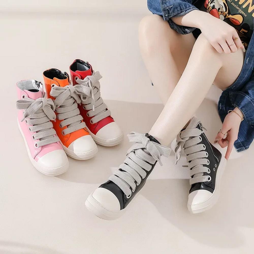 Rick High Top Flat Sneakers Platform Corss Tied Men's Shoes Women Sneakers Oween Designed Causal Flats Zip Ankle Botas 45
