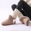 Fashion Comwarm Fur Fuzzy Snow Boots For Women Knit Plush Winter Slippers Non-slip Furry Flat Ankle Boots Warm Fluffy House Cotton Shoes
