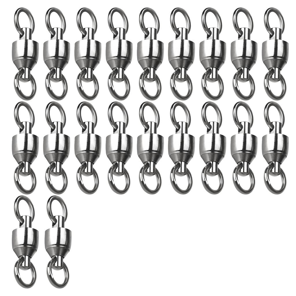 20Pcs Bearing Fishing Swivel Stainless Rolling Swivels Barrel Swivel Line Connector Heavy Duty Fishing Tackle Accessory