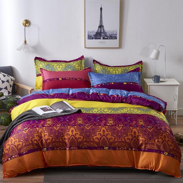 Bohemian Quilt Cover Indian Reversible Comforter Cover Flower Coverlet Cover Bedding Bedclothes Boho Duvet Cover Set
