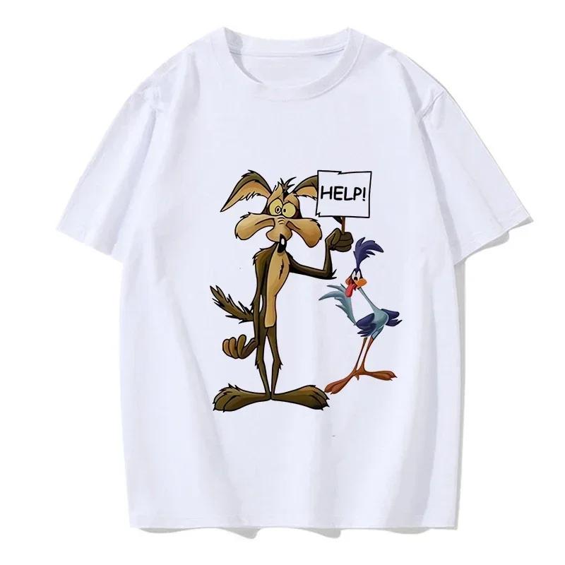 Unisex Funny Wile E Coyote Tee Shirt Unisex Women Cartoon Casual T-shirt Graphic EU Size Tops Streetwear Y2k Tshirt Hip Hop Gothic Clothes