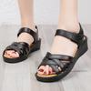 Women's Sandals Summer Large Size Rubber Plastic Velcro Flat Bottom Middle-aged and Elderly Soft-soled Sandals Mother Shoes