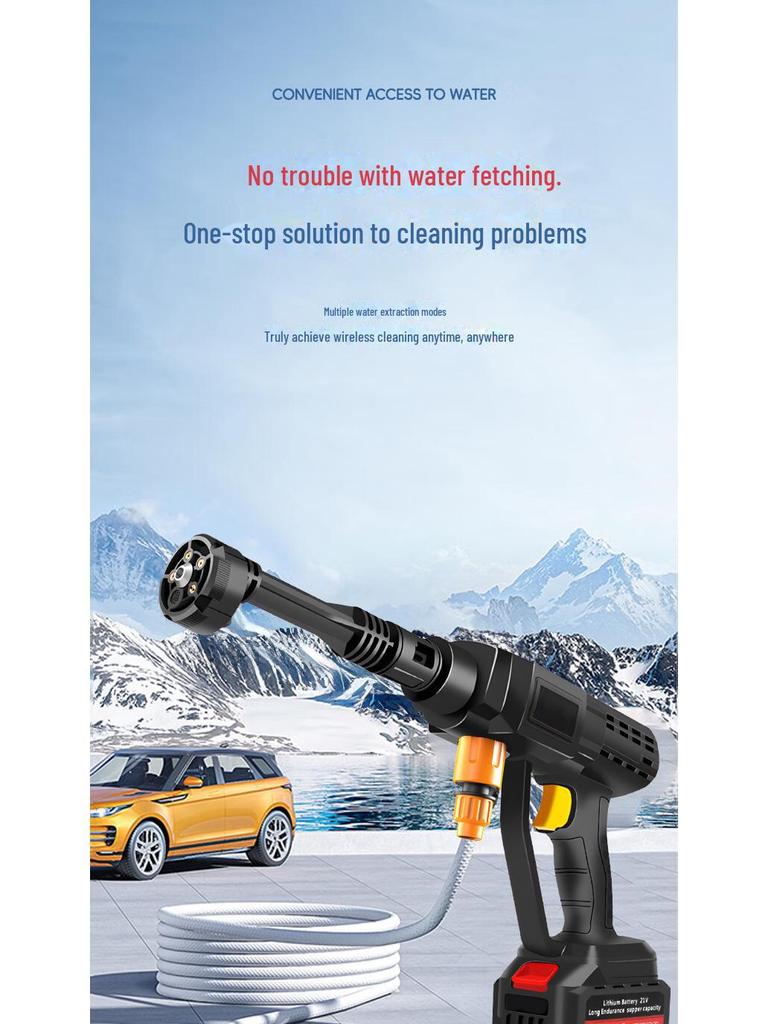 Portable High-Pressure Cordless Car Wash Machine with Rechargeable Battery