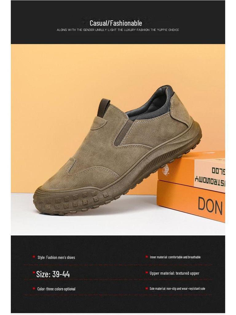 Men's Retro Waterproof Slip-On Work Shoes - Non-Slip, Wear-Resistant Low-Top for Autumn and Winter