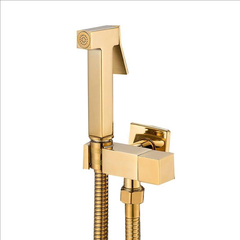 Gold Shower Wall Mounted Toilet Bidet Sprayer Set Brass Valve Bathroom Alloy Black Handheld Self Cleaning Bidet Faucet White