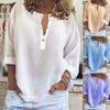 Spring Autumn Solid Color Casual Loose Long Sleeve Linen Blouses Shirt