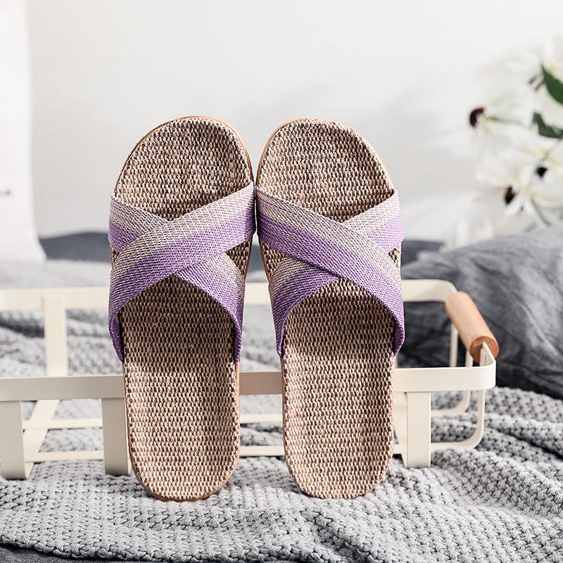 Summer Indoor Non-Slip Linen Slippers: Soft, Silent Sandals for Men and Women