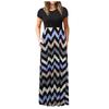 Women Casual Loose Geometric Print Sleeveless Dress Long Skirt