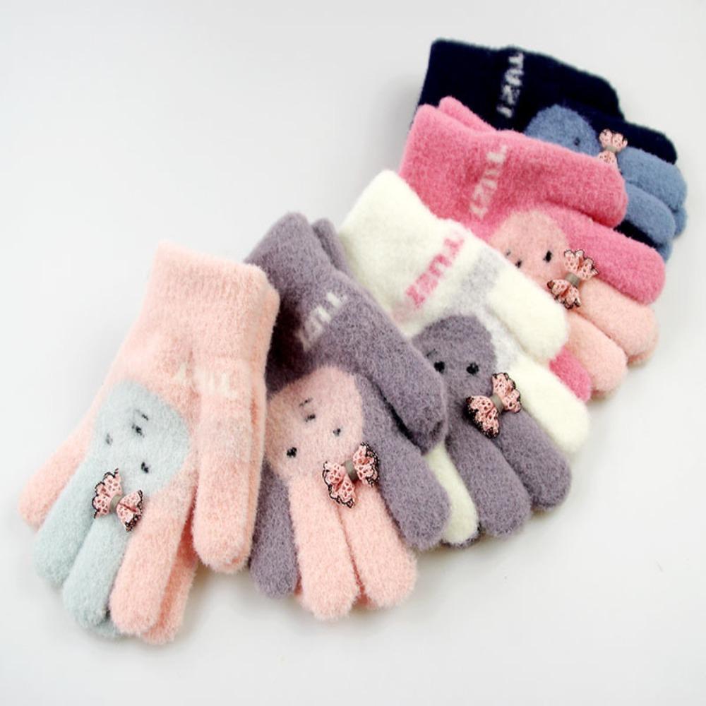 Thickened Autumn Winter Gloves Warm Warm Mittens Full Finger Gloves Hand Warmer  Boys Girls