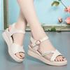Fashion Women Rome Sandals 2024 New Summer Soft Leather High Heels Wedge Non-slip Mother Breathable Comfortable Hollow Fashion Leisure