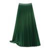 Women Maxi Skirt Elastic High Waist Pleated Skirt Solid Color Smooth Satin A-Line Skirt Work Leisure Wear