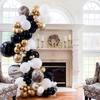 101pcs Balloon Set Black Gold White Agate Balloon Chain Party Black Gold Theme Background Decoration