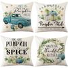 Autumn Pumpkin Pillow Cover Harvest Maple Leaf Linen Printed Pillow Cover Living Room Sofa Cushion Cover