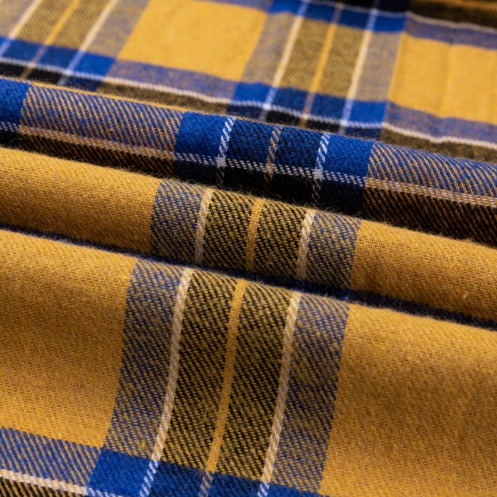 Men's Fashion Brushed Flannel Plaid Striped Shirts Single Patch Pocket Comfortable 100% Cotton Long Sleeve Standard-fit Shirt