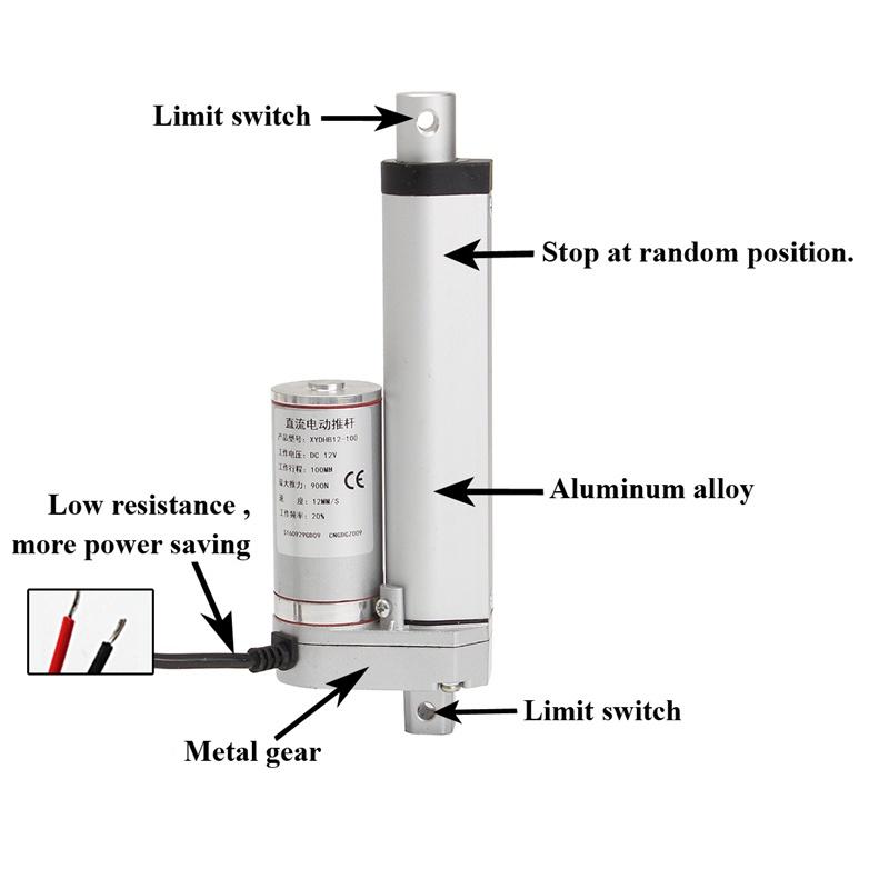 DC 12V 1500N Linear Actuator 500MM/400MM/300MM/200MM/100MM Stroke Linear Drive Electric Motor Linear Motor Controller