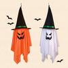 2 Packs Halloween Ghost Lights Outdoor Spooky Hanging Witch Hat Ghost Battery Operated Halloween Lamp for Yard Porch