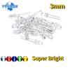 100PCS Super Bright LED Diode 3mm Multicolor F3 Transparent Light Emitting Diodes Kit White/Red/Yellow/Green/Blue