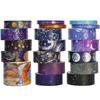 YUBBAEX 19 Rolls of Galaxy and Space Masking Foil Super Thin Perfect for Gift DIY and Notebook Decor Tape, Wide, Silver/Gold Stamping, Cute, Design,