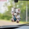 Cute Cartoon Cat Acrylic Flat 2D Keychain, Car Animal Theme Vehicle Accessories Christmas Ornaments Backpack Pendant