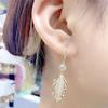 Elegant  Women Leaf Long Drop Earrings Gold Earrings Romantic Bride Engagement Wedding Earrings Anniversary Gift Jewelry