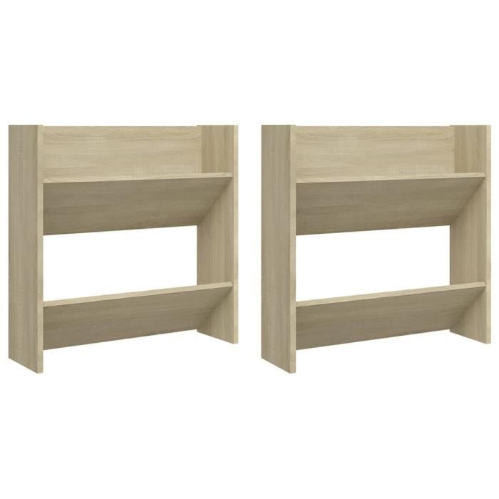 VidaXL Wall-mounted Shoe Cabinets 2 Pcs Sonoma Oak 60x18x60 Cm